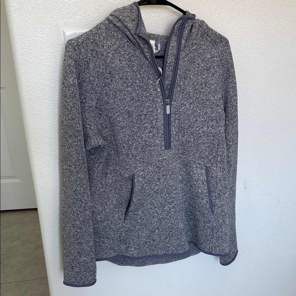 Lululemon Athletica Gray and Purple Quarter-Zip Hoodie